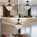 36 in. Black Invisible Modern Remote Ceiling Fan with Light, Retractable Chandelier Ceiling Fan, Dimmable Flush Mount Crystal Fandeliers for Dining Room -3-ErisView