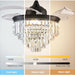 36 in. Black Invisible Modern Remote Ceiling Fan with Light, Retractable Chandelier Ceiling Fan, Dimmable Flush Mount Crystal Fandeliers for Dining Room -5-ErisView