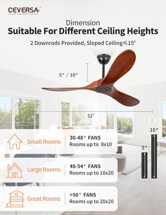 36 in. Black Low Profile Ceiling Fan NO Light, Wood Flush Mount Ceiling Fans with Remote Control, Quiet Ceiling Fans for Living Room Bedroom Patio-15-ErisView