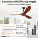 36 in. Black Low Profile Ceiling Fan NO Light, Wood Flush Mount Ceiling Fans with Remote Control, Quiet Ceiling Fans for Living Room Bedroom Patio-15-ErisView