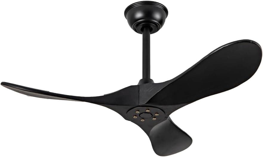 36 in. Black Low Profile Ceiling Fan NO Light, Wood Flush Mount Ceiling Fans with Remote Control, Quiet Ceiling Fans for Living Room Bedroom Patio-6-ErisView