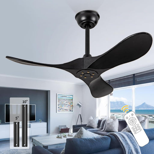36 in. Black Low Profile Ceiling Fan NO Light, Wood Flush Mount Ceiling Fans with Remote Control, Quiet Ceiling Fans for Living Room Bedroom Patio-1-ErisView