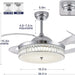 36 in. Ceiling Fan, Chrome Modern Fan with Light, Dimmable Chandelier Ceiling Fan, Indoor Retractable Reversible Ceiling Light with Fans for Living Room-5-ErisView