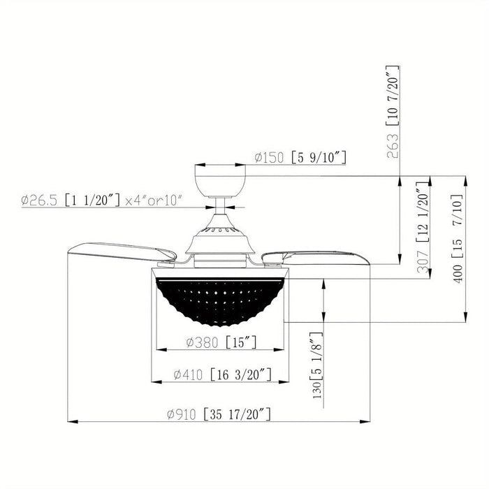 36 in. Ceiling Fan with LED Light, Modern Chrome Downrod Mount Crystal Ceiling Fan with Light Kit Remote Control-ErisView
