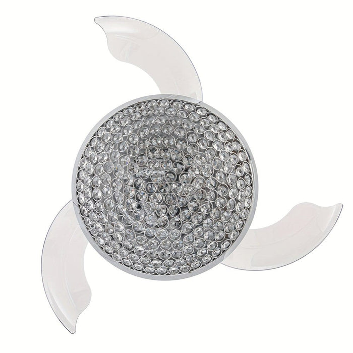 36 in. Ceiling Fan with LED Light, Modern Chrome Downrod Mount Crystal Ceiling Fan with Light Kit Remote Control-ErisView