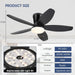 36 in. Ceiling Fan with Low Profile Light Remote APP Control, BlackFlush Mount Outdoor Patio Fans, Indoor Ceiling Fan for Bedroom -6-ErisView