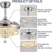 36 in. Dimmable Ceiling Fan with Lights Remote, Crystal Chandelier Ceiling Fan, Dimmable Fandelier Ceiling Fan for Living Room Bedroom-7-ErisView