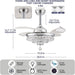 36 in. Dimmable Ceiling Fan with Lights Remote, Crystal Chandelier Ceiling Fan, Dimmable Fandelier Ceiling Fan for Living Room Bedroom-8-ErisView