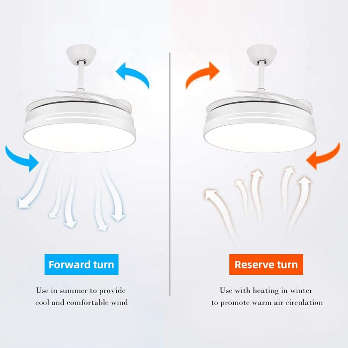 36 in. Dimmable Chandelier Ceiling Fan for Kids Room Bedroom, Retractable Blade Ceiling Fan with Light Remote, Invisible Ceiling Fan with Bluetooth Speaker-3-ErisView
