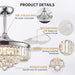 36 in. Fandelier Ceiling Fan with Light, Dimmable Chandelier Ceiling Fan, Retractable Crystal Ceiling Fan for Dining Room Living Room-6-ErisView