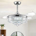36 in. Fandelier Ceiling Fan with Light, Dimmable Chandelier Ceiling Fan, Retractable Crystal Ceiling Fan for Dining Room Living Room-1-ErisView