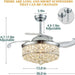 36 in. Fandelier Chandelier Ceiling Fan with Remote, Modern Silver Crystal Ceiling Fan, Retractable Invisible Ceiling Fan for Dining Room Living Room-3-ErisView