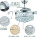 36 in. Fandelier Chandelier Ceiling Fan with Remote, Modern Silver Crystal Ceiling Fan, Retractable Invisible Ceiling Fan for Dining Room Living Room-4-ErisView