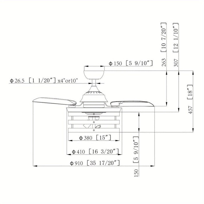 36 in. Farmhouse Low Profile Downrod Mount Ceiling Fan with Light and Remote Control for Living Room-ErisView