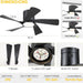 36 in. Flush Mount Low Profile Ceiling Fan with Remote APP Control, Black Ceiling Fan with Light, Dimmable Modern Ceiling Fan for Bedroom Kids Room-6-ErisView