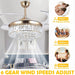 36 in. Gold Invisible Ceiling Fan Chandelier Light, Modern Crystal Ceiling Fan with Remote, Decorative Ceiling Fan for Bedroom Living Room Dining Room-5-ErisView