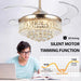 36 in. Gold Invisible Ceiling Fan Chandelier Light, Modern Crystal Ceiling Fan with Remote, Decorative Ceiling Fan for Bedroom Living Room Dining Room-6-ErisView
