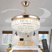 36 in. Gold Invisible Ceiling Fan Chandelier Light, Modern Crystal Ceiling Fan with Remote, Decorative Ceiling Fan for Bedroom Living Room Dining Room-1-ErisView