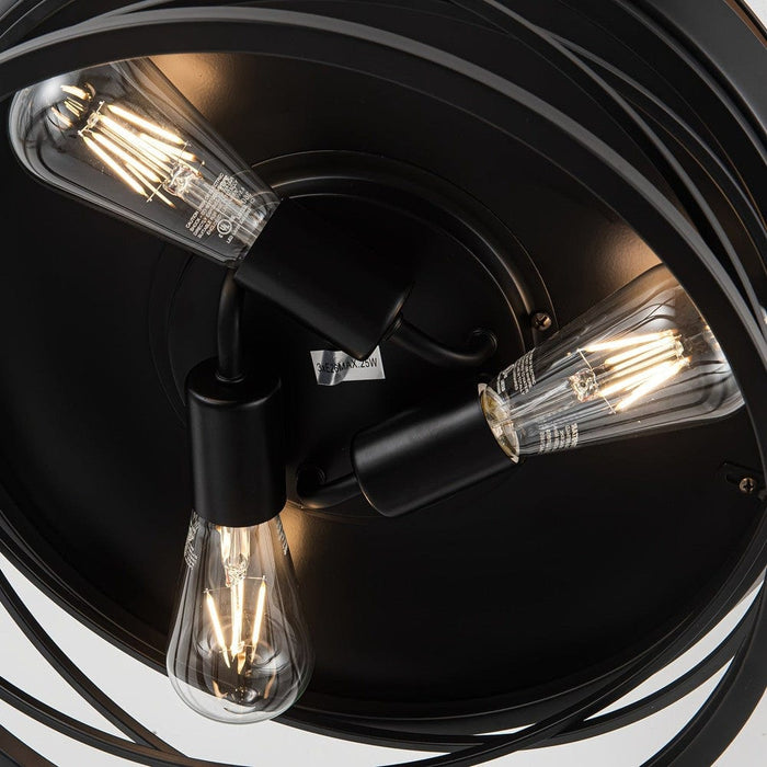 36 in. Industrial Downrod Mount Black Ceiling Fan with Light Kit and Remote Control, Low Profile Ceiling Fan for Living Room-ErisView