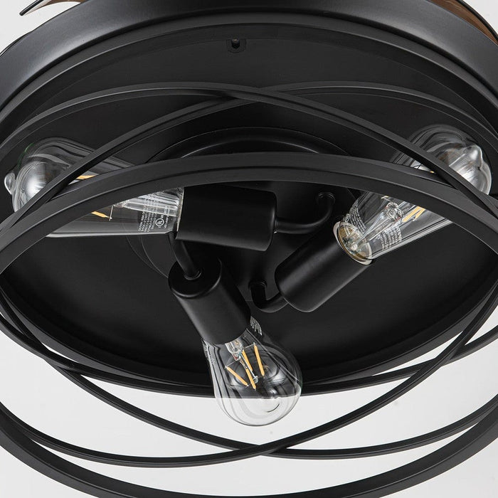 36 in. Industrial Downrod Mount Black Ceiling Fan with Light Kit and Remote Control, Low Profile Ceiling Fan for Living Room-ErisView