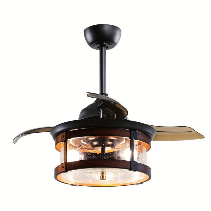 36 in. Industrial Downrod Mount Ceiling Fan with Light Kit and Remote Control for Living Room Bedroom-ErisView