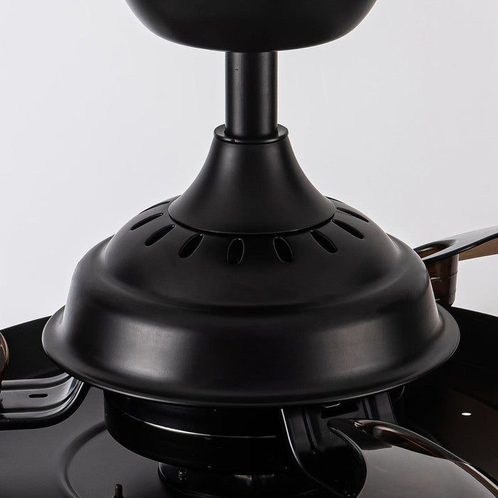 36 in. Modern Black Downrod Mount Ceiling Fan with Light and Remote Control, 3-Blade Ceiling Fan with Crystal Shade-ErisView