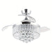 36 in. Modern Chrome Downrod Mount Crystal Ceiling Fan with Light and Remote Control for Living Room-ErisView