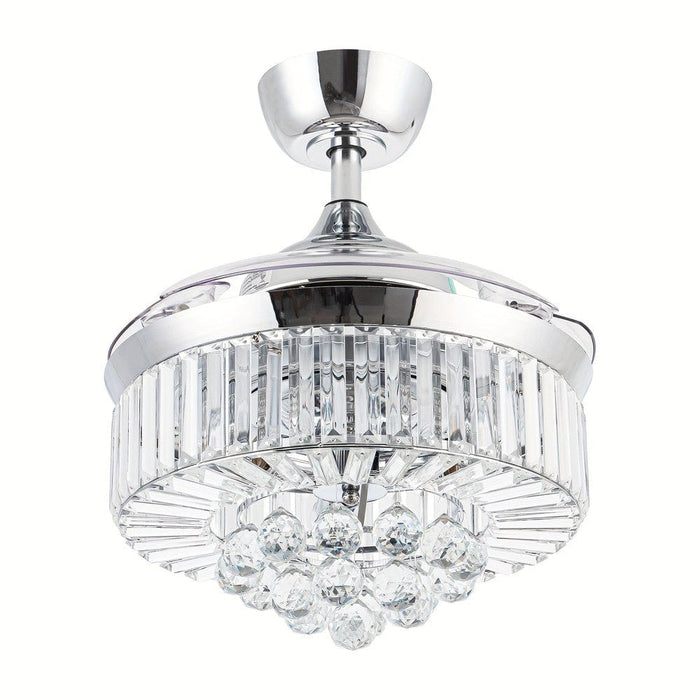 36 in. Modern Chrome Downrod Mount Crystal Ceiling Fan with Light and Remote Control for Living Room-ErisView