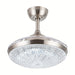 36 in. Modern Chrome Flush Mount Ceiling Fan with Light and Remote, Flush Mount Ceiling Fan with Crystal Shade-ErisView