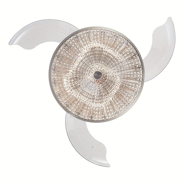 36 in. Modern Chrome Flush Mount Ceiling Fan with Light and Remote, Flush Mount Ceiling Fan with Crystal Shade-ErisView