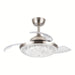 36 in. Modern Chrome Flush Mount Ceiling Fan with Light and Remote, Flush Mount Ceiling Fan with Crystal Shade-ErisView