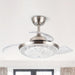 36 in. Modern Chrome Flush Mount Ceiling Fan with Light and Remote, Flush Mount Ceiling Fan with Crystal Shade-ErisView