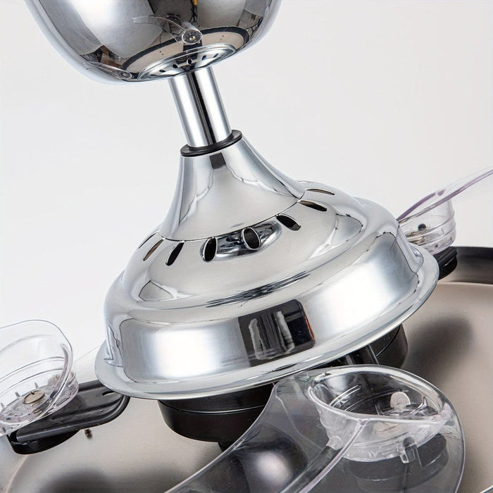 36 in. Modern Downrod Mount Ceiling Fan with Light Remote Control, Chrome Crystal Ceiling Fan for Living Room Bedroom-ErisView