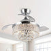 36 in. Modern Downrod Mount Crystal Ceiling Fan, 3-Blade Chrome Ceiling Fan with Light and Remote Control for Living Room Bedroom-ErisView