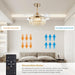 36 in. Modern Fan with Light, Crystal Ceiling Fan with Remote, LED Dimmable Gold Retractable Fan Chandelier, Reversible Fandelier for Bedroom Living Room-3-ErisView