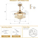 36 in. Modern Fan with Light, Crystal Ceiling Fan with Remote, LED Dimmable Gold Retractable Fan Chandelier, Reversible Fandelier for Bedroom Living Room-6-ErisView