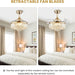 36 in. Modern Fan with Light, Crystal Ceiling Fan with Remote, LED Dimmable Gold Retractable Fan Chandelier, Reversible Fandelier for Bedroom Living Room-8-ErisView