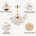 36 in. Modern Fandelier Ceiling Fan with Light, Gold Dimmable Chandelier Crystal Ceiling Fan for Dining Room Living Room-8-ErisView