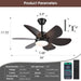 36 in. Modern Remote Control Ceiling Fan and Light, Small Black Outdoor Ceiling Fans for Patio, Reversible Wood Ceiling Fan for Bedroom Living Room Kitchen-3-ErisView