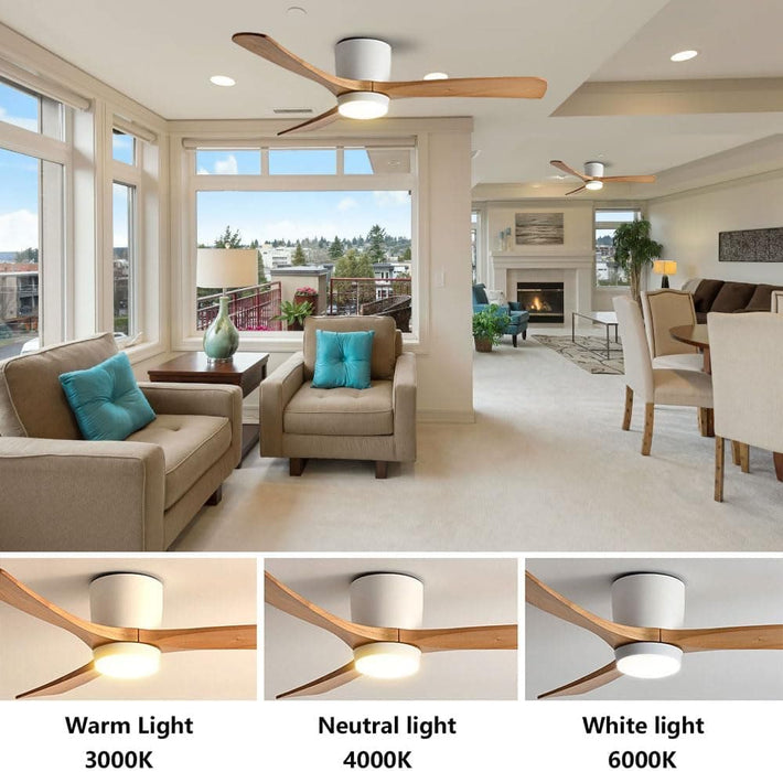 36 in. Quiet Wood Ceiling Fan, Black LED Ceiling Fan with Light for Bedroom Dining Room, Nordic Ceiling Fan Light-19-ErisView