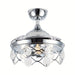36 in. Small Modern Chrome Downrod Mount Crystal Ceiling Fan with Light and Remote Control-ErisView