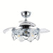 36 in. Small Modern Chrome Downrod Mount Crystal Ceiling Fan with Light and Remote Control-ErisView