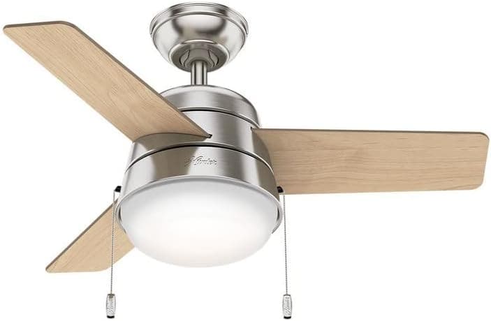 36 in. White Indoor Ceiling Fan with LED Light Pull Chain Control, Hugger Ceiling Fan with Light-4-ErisView