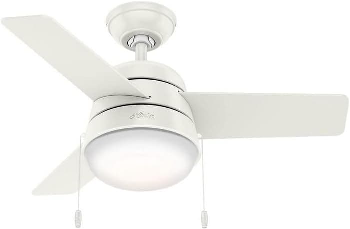 36 in. White Indoor Ceiling Fan with LED Light Pull Chain Control, Hugger Ceiling Fan with Light-1-ErisView