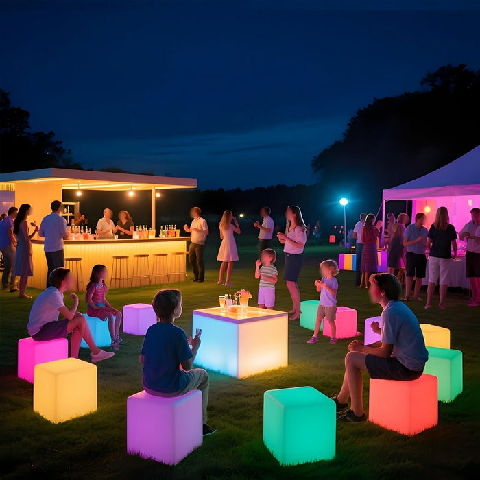Solar RGB Outdoor Cube Floor Lamp, 16 Color IP65 Weatherproof, Remote Control for Patio/Garden/Yard