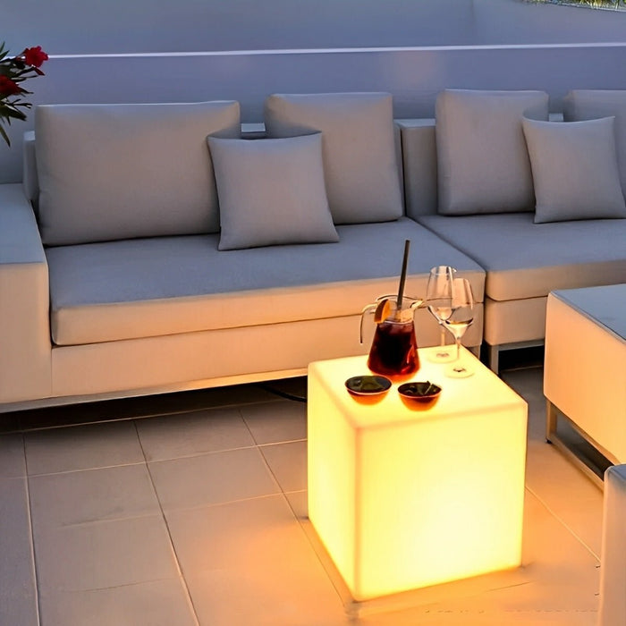 Solar RGB Outdoor Cube Floor Lamp, 16 Color IP65 Weatherproof, Remote Control for Patio/Garden/Yard