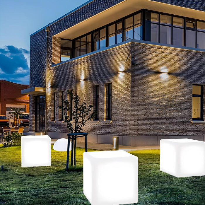 Solar RGB Outdoor Cube Floor Lamp, 16 Color IP65 Weatherproof, Remote Control for Patio/Garden/Yard