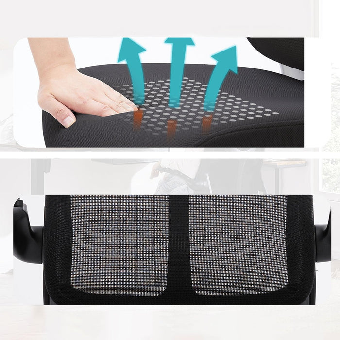 Ergonomic Mesh Office Chair, Lumbar Support, Flip-up Armrests, Adjustable Swivel Computer Desk Chair for Home/Office