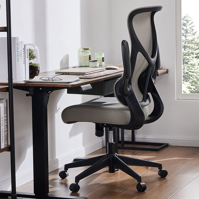Ergonomic Mesh Office Chair, Lumbar Support, Flip-up Armrests, Adjustable Swivel Computer Desk Chair for Home/Office