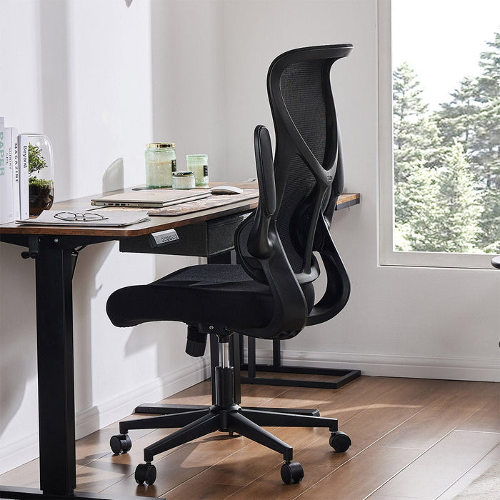 Ergonomic Mesh Office Chair, Lumbar Support, Flip-up Armrests, Adjustable Swivel Computer Desk Chair for Home/Office